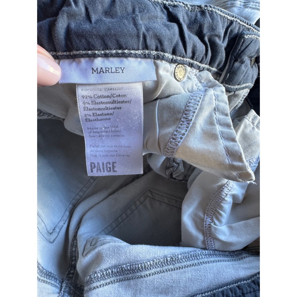 PAIGE Marley Moto Skinny Jeans Light Gray Zipper Ankle Stretch Denim Size 27 - Picture 5 of 6